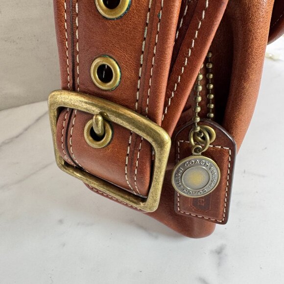 Vintage Brown Leather Saddle Shoulder Bag by Coach - Picture 5 of 11